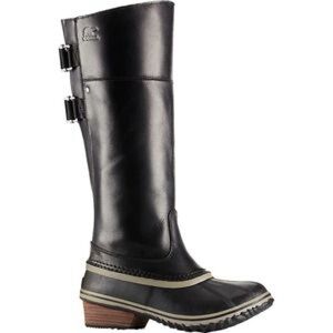 Sorel Slimpack Tall Riding Black Leather Winter Boots Sz 6.5 Waterproof